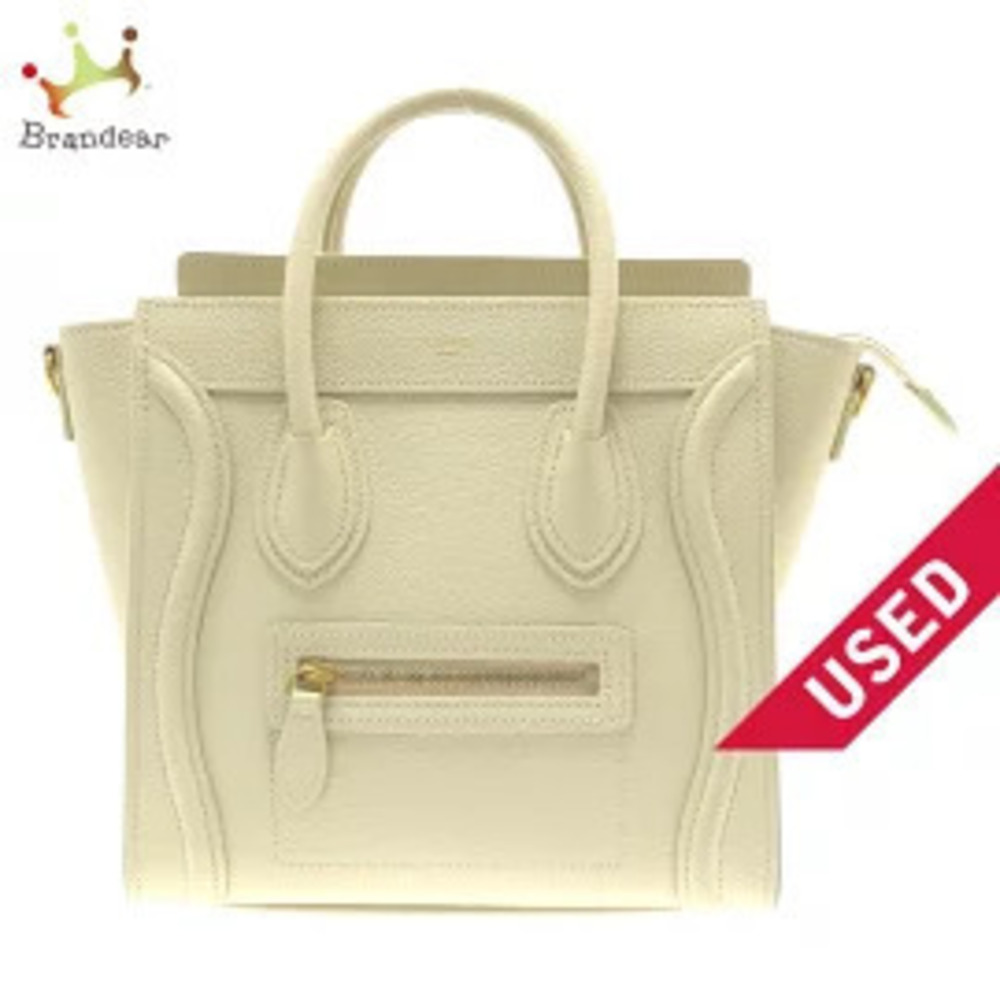 Celine Luggage Tote Shopper Handbag Ivory White Drummed Calf Leather